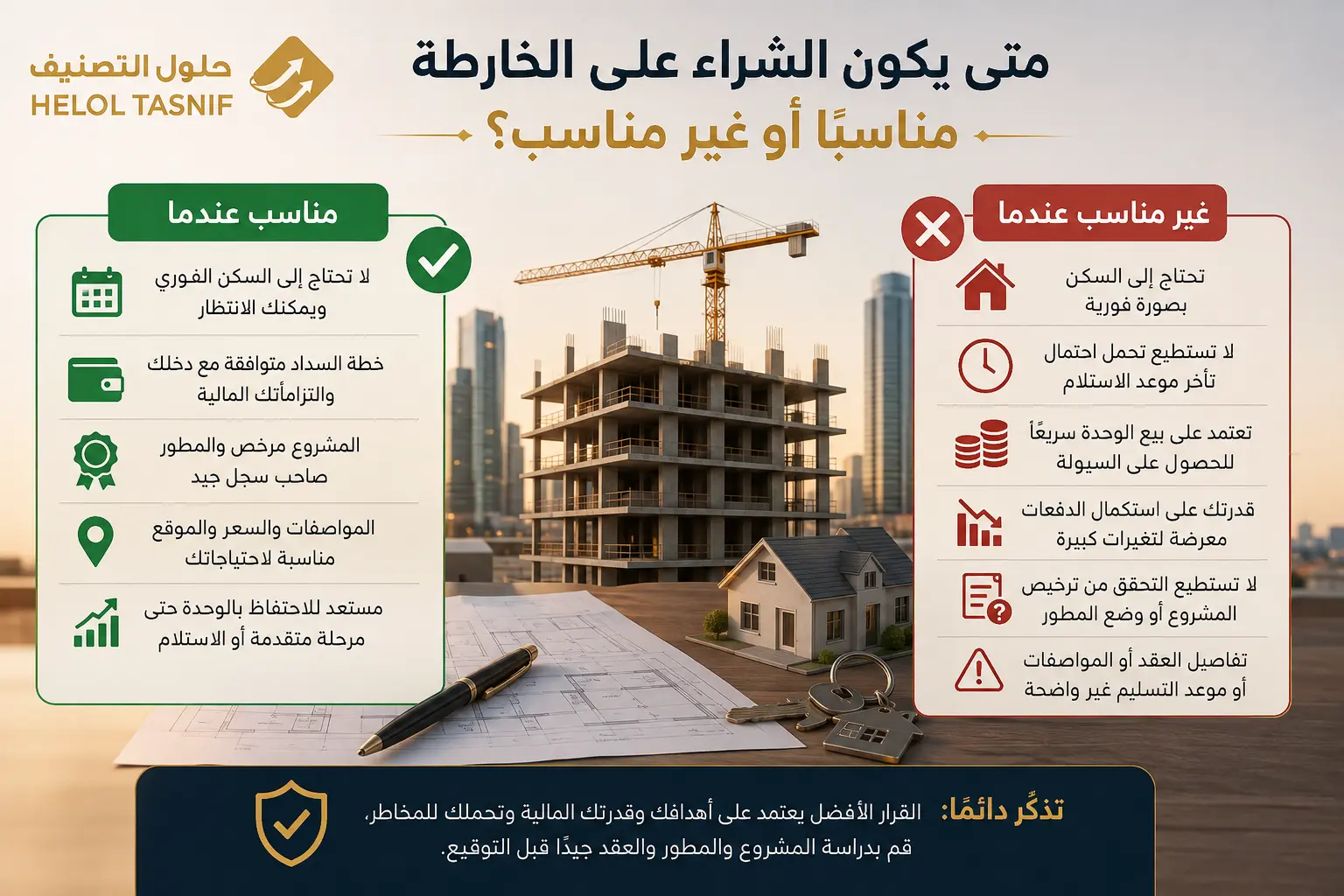 متى يكون الشراء على الخارطة مناسبًا أو غير مناسب؟